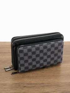 Anti-Theft Stylish Wallet for Men & Women, Large Capacity Phone Cash Card Holder, Metal Zipper Design, All-Season Travel Essential