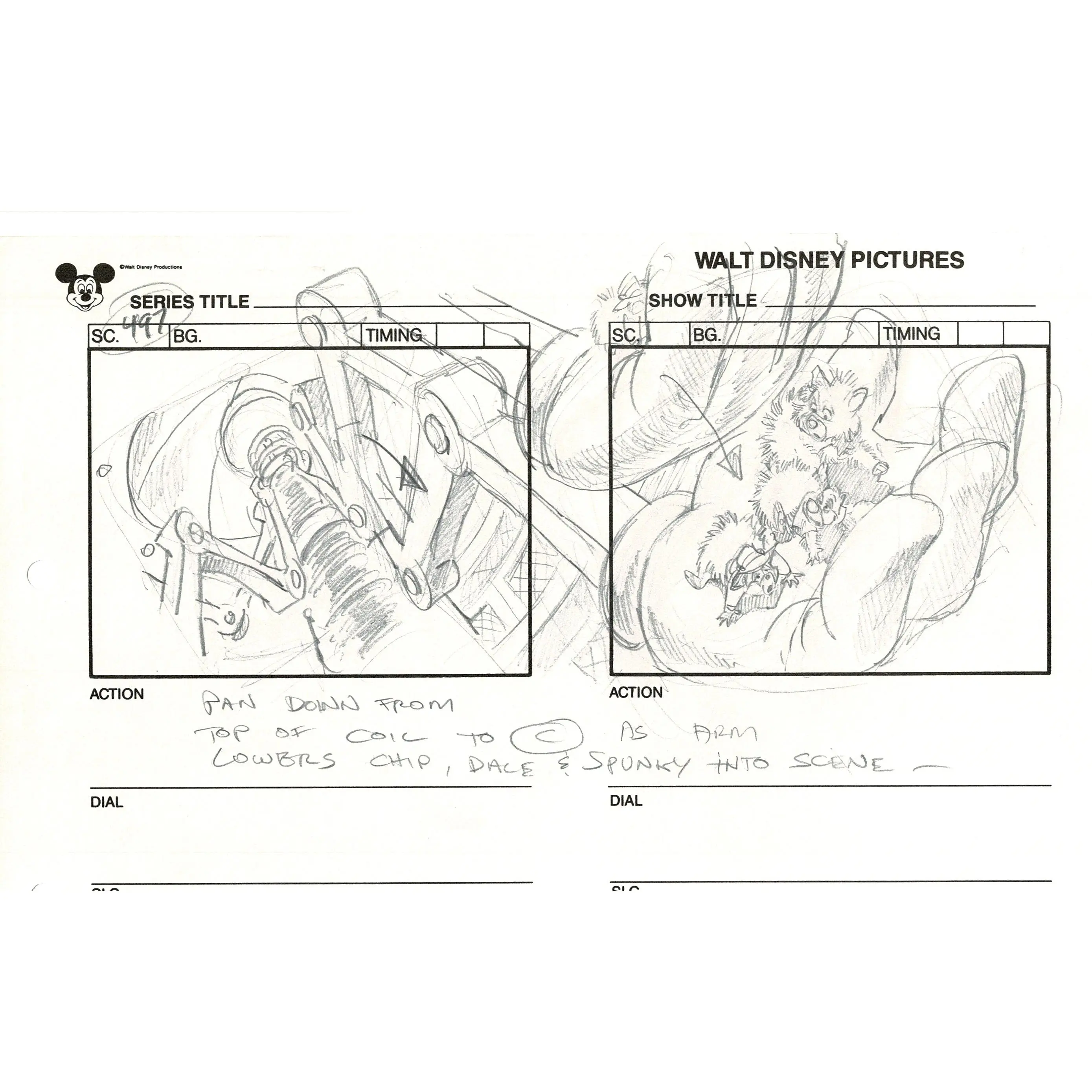 Chip n Dale Rescue Rangers Original Production Animation Storyboard Walt Disney FIRST EPISODE 1988 A121