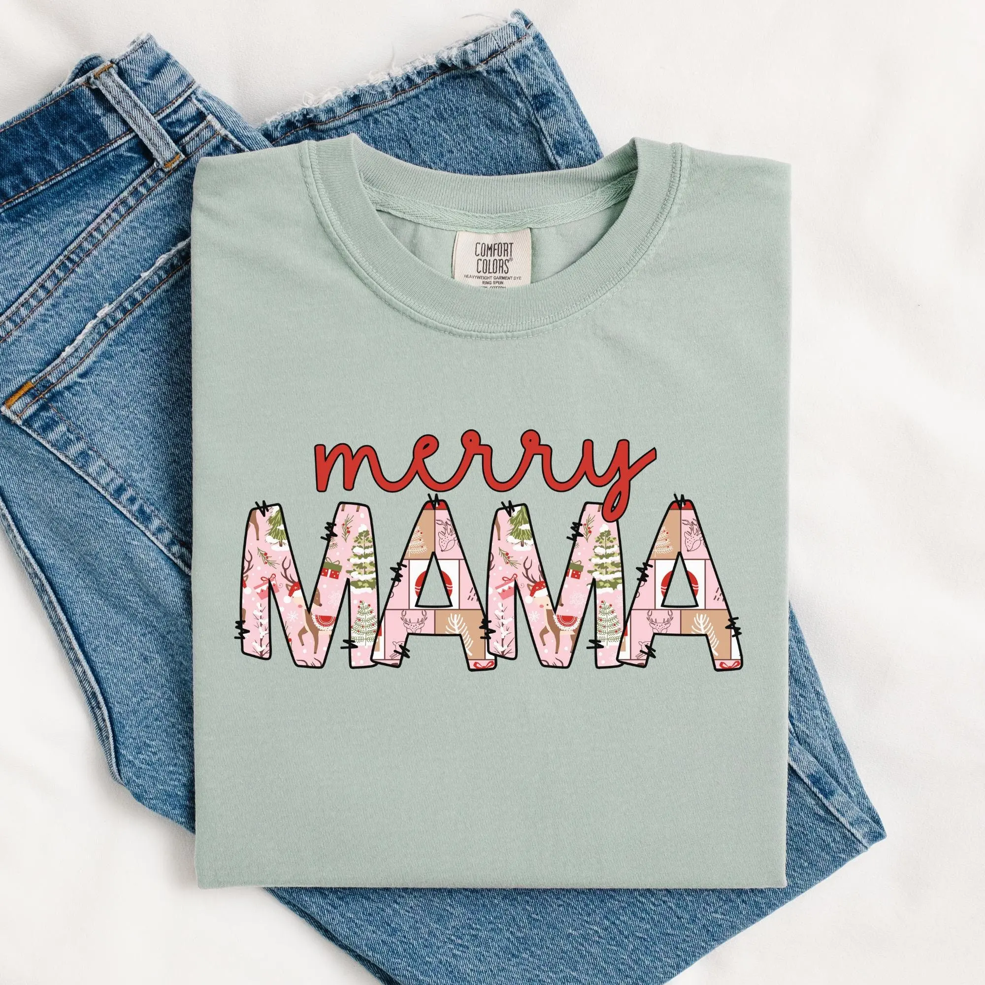 Comfort Colors Merry Mama Tshirt Merry Shirt Merry Shirt Merry Christmas Shirt Holiday Tshirt Christmas Shirt