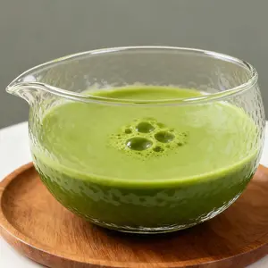 Glass Matcha Bowl With Spout Textured Glass Chawan Matcha Green Tea Whisk Bowls Clear Japanese Style Cute Salad Mixing Bowl