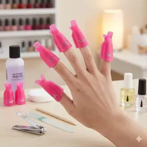 Quick Soak Off Clip Set for UV Gel Nails, Anti-Leak Butterfly Design, Chemical-Resistant PP Material. Portable for All Nail Shapes, Non-Slip Grip, Fast 10-Finger Removal, Ideal for Salon & DIY Use, Includes Dust-Proof Case & Safety Lock.