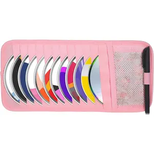 Trinkrittey CD Holder for Car Visor, Vehicle Sun Visor Organizer Large Capacity with 12 DVD Storage Sleeves 1 Mesh Pocket 1 Pen Holder and Elastic Strap