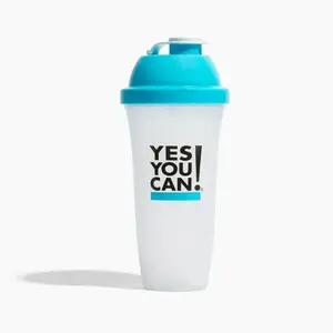 Yes You Can! Brand Shaker Bottle - Portable Reusable Drinkware with Blue Lid & "YES YOU CAN" Text Design for shake Prep