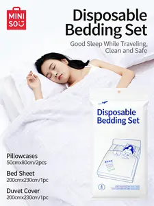 MINISO Disposable Bed Sheet Set (4-Piece) – Pillowcases & Duvet Cover, Travel & Hotel Essentials