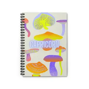 Capricorn Spiral Composition Notebook - Ruled Line - Zodiac Sign - Neon Mushroom