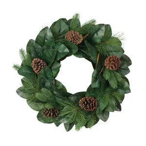 Puleo 24" Wreath with Magnolia Leaves & Pine Cones