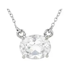 JTV White Lab Created Sapphire Platinum Over Sterling Silver Necklace 2.55ct