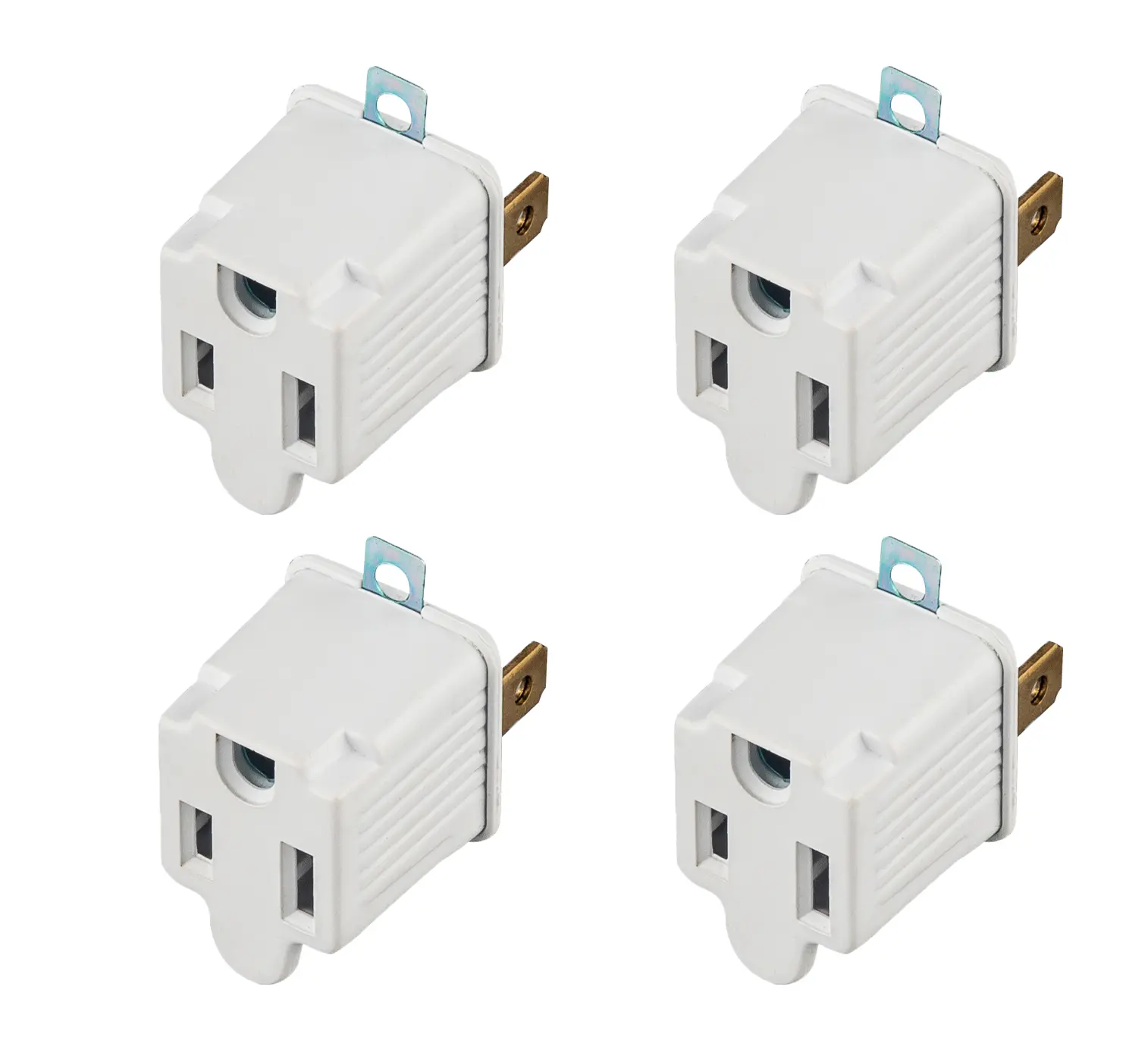 Oviitech 4 Pack 3Prong to 2 Prong Grounded Outlet Wall Tap Adapter Single Outlet Adapter Converter in White