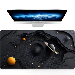 Galaxy Planet themed game mouse pad - durable anti slip rubber bottom office keyboard pad, perfect gift for teenagers, rectangular desk pad with exclusive competitive functions