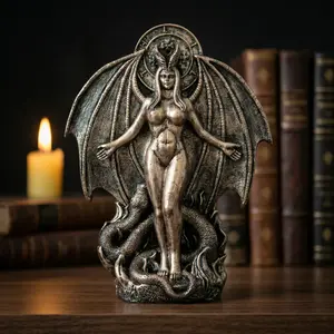 Lilith Goddess Statue Home Decor, Decorative Figurines, Antique Bronze Color, Living Room Bookshelf Ornament, Gift Idea, 1 Piece, Elegant Design