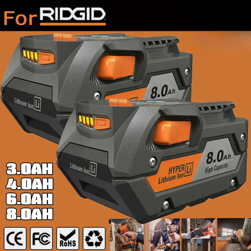 New 8.0AH Genuine Battery for Ridgid R840085 6.0Ah Lithium Battery Rigid 18V R8400