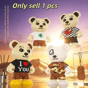 Multicolor Heart Bear 3D Puzzle Building Blocks Decor, Bookshelf Home Office Cabinet Decoration, Party Living Room TV Stand Display