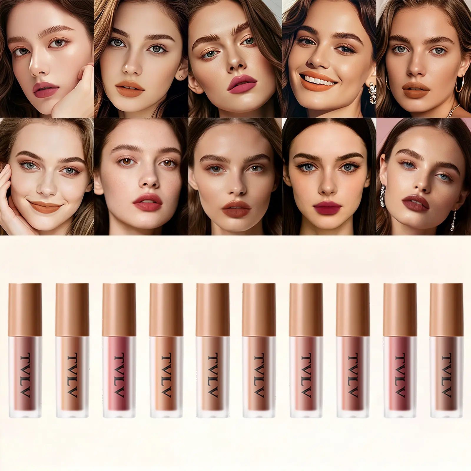 10 Shades Long Lasting Matte Lip Stain Set, Silky Smooth Non Sticky, Transfer Proof Moisturizing Weightless