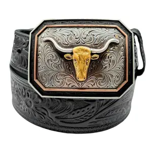 Ariat Men's Floral Embossed Skull Black Belt
