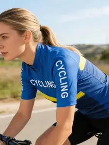 Women's Cycling Jersey Spring & Fall Mountain Bike Professional Gear, Fitted Casual All-Over Print Top for Sports