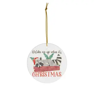 Lazy Christmas Raccoon Ornament - Beautiful Ceramic Christmas Ornament Gift - Circle/Star/Heart/Oval Shapes
