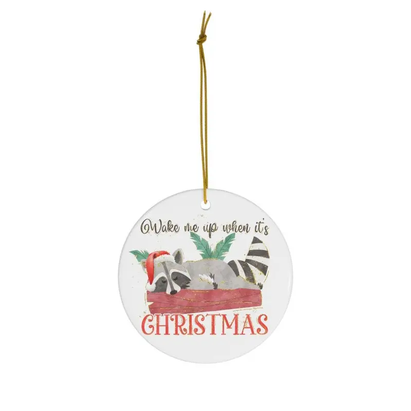 Lazy Christmas Raccoon Ornament - Beautiful Ceramic Christmas Ornament Gift - Circle/Star/Heart/Oval Shapes