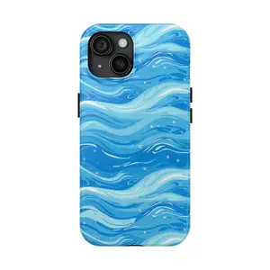 Tough Phone Case, Abstract Blue Wave, Beach Style