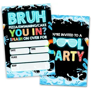 Pool Birthday Party Invitations Cards for Boys Girls, Includes 30 Cards and 30 Envelopes