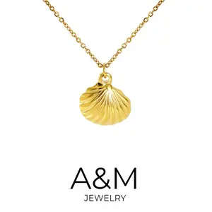 A&M Tiny Shell Gold Filled Necklace-Black Friday,christmas gift ideal,holiday jewelry,new style elegant jewelry,Gold Plated,Chunky funky unique accessory dangle,huggie hoop Women's thoughtful gift