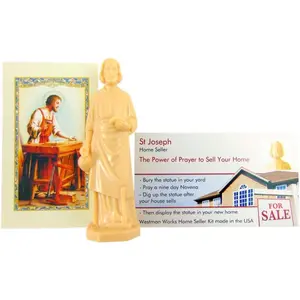 St Joseph Statue for Selling Homes with Instruction Card and Novena Prayer Complete Kit
