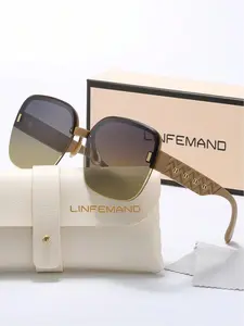 Unisex Vintage Trendy Sunglasses, Retro Casual Half Frame Sunglasses for Everyday Use, Fashion Accessories for Outdoor Activities, Trendy Beach Eyewear