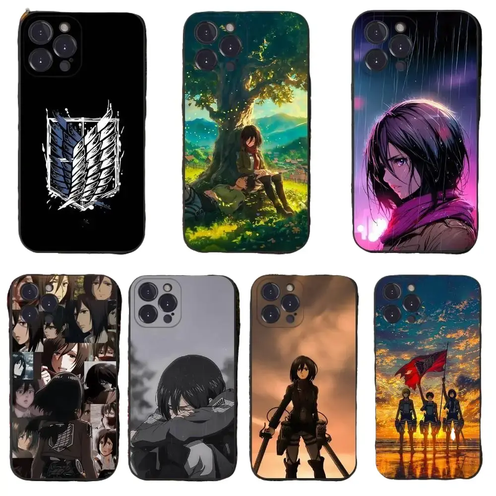 Attack on T-Titan Mikasa Phone Case For iPhone 17Promax,17E,16E,16,15,14,13,12,11 Plus,Pro Max,XS,X,XR,SE,Mini,8,7& Samsung Galaxy S26 S25 S24 S23 S22 S21 EDGE Ultra Plus FE- Anti-Drop black silicone Shockproof Protective Cover Gift Soft Back Cover