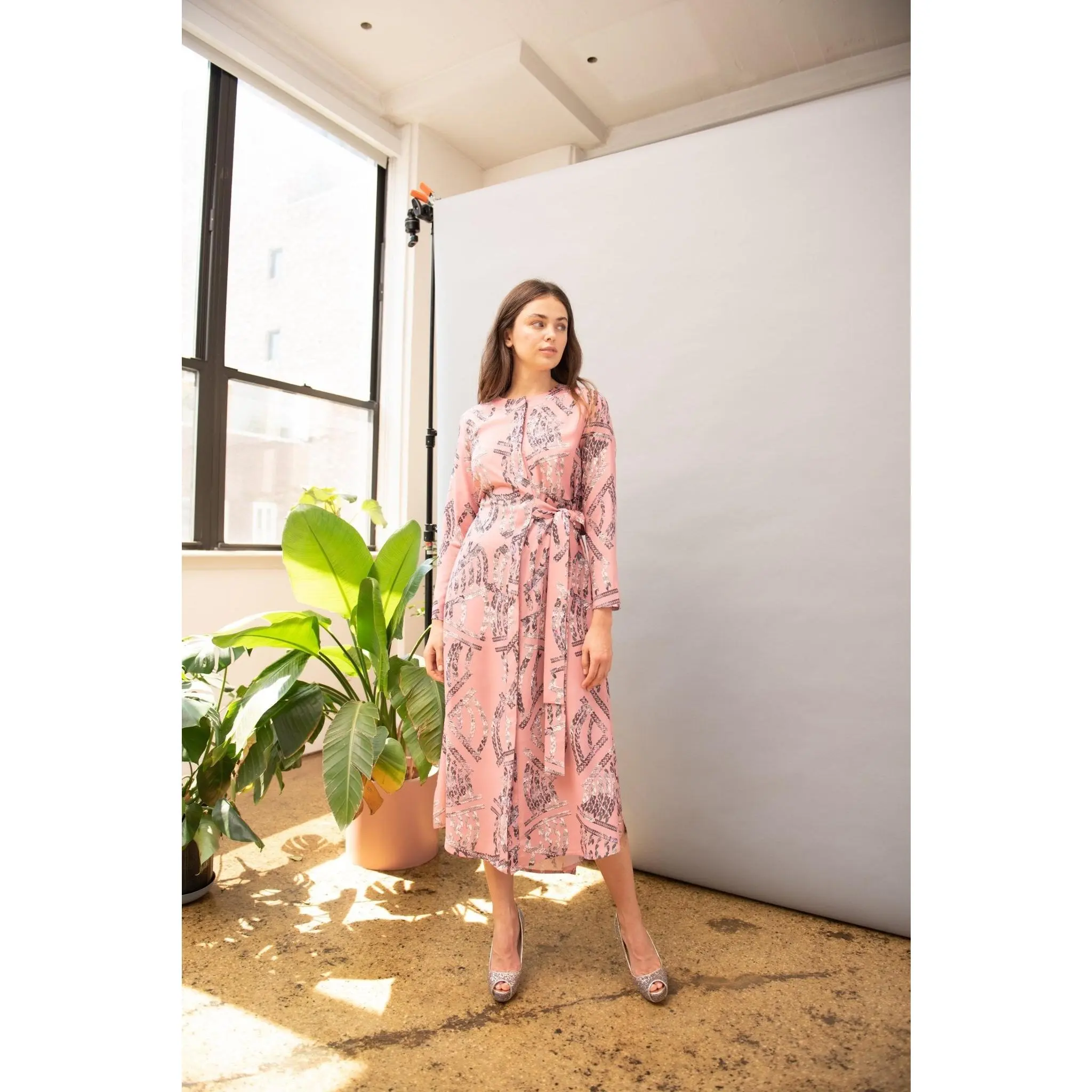 Macrame Sophia Long Sleeve Midi Dress