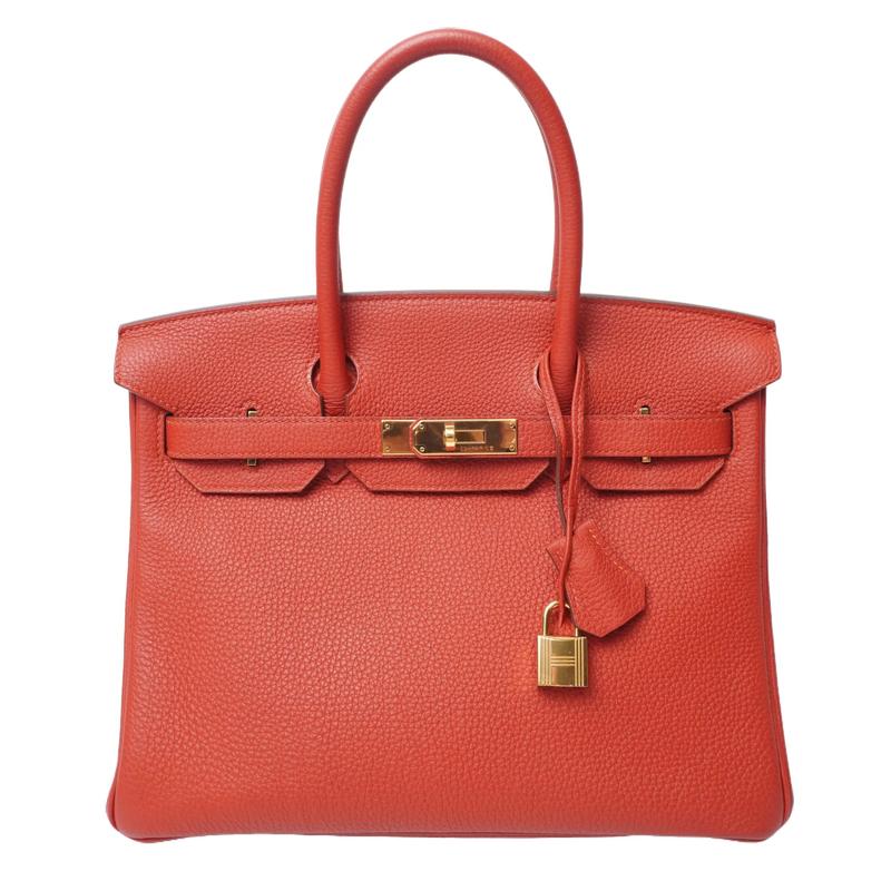 Pre-owned HERMÈS leather Tote Bags Hermes Birkin Handbag Red Togo with Gold Hardware 30 （2016）