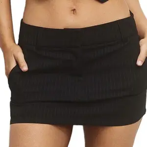 Women's Black Pinstripe Mini Skirt - Bottom, Womenswear
