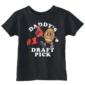 Toddler Funny T Shirts Daddys Number 1 Draft Pick Sarcastic Football Graphic Novelty Tee For Young Kids Funny Toddler Shirts Funny Football Apparel Childrens Graphic Tees Black -
