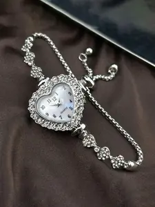 Women's Elegant Heart Shaped Quartz Watch, Exquisite Trendy Wristwatch, Fashionable Party Watch for Women As Gift