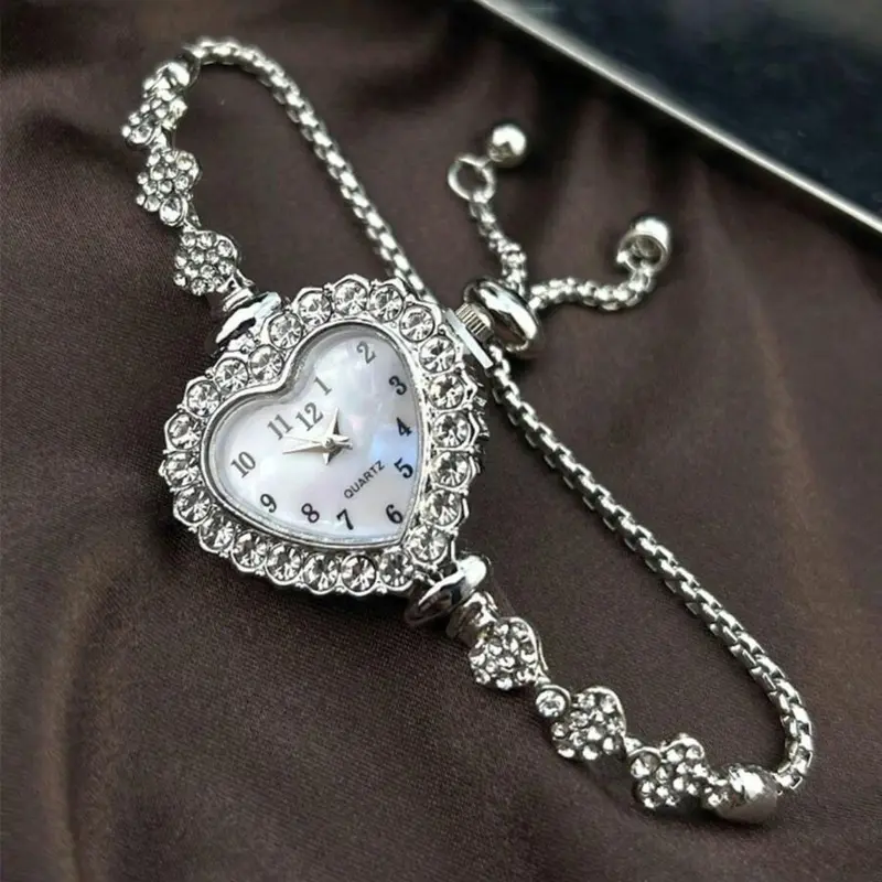 Women's Elegant Heart Shaped Quartz Watch, Exquisite Fashion Analog Wristwatch, Casual Party Watch Ideal Gift for Women