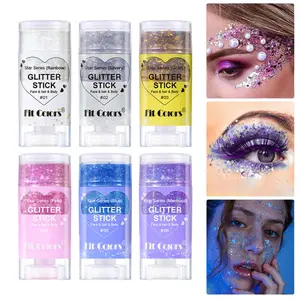 1PC Fit Colors Glitter Stick, 12 Colors Available, Holographic Chunky Glitter, for Face Hair & Body, Long-Lasting, for Festival Rave & Game Day Fan Party, Body Glitter Gel, Cosmetic Sparkle Stick