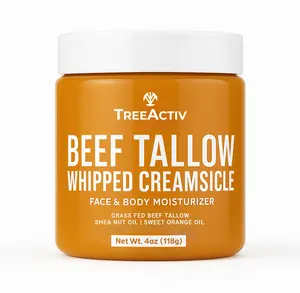 TreeActiv Beef Tallow Face Cream Body Moisturizer, All Natural Grass Fed Whipped Beef tallow For Skin, Deeply Hydrating & Nourishing Balm for Eczema Cracked Dry Itchy Irritated Skin Repair Skincare 4 fl oz