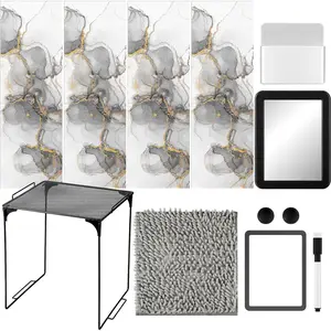 12 Pcs Locker Accessories Set - Magnetic Wallpaper, Mirror, Organizer, Dry Erase Marker Whiteboard, Shelf, Magnets for Girl School Office Supplies(Black)