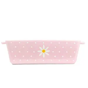 10 Strawberry Street Pink Daisy Polka Dot Loaf Pan