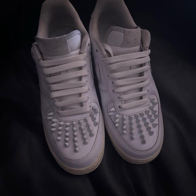 Studded Sneakers - White Lace-Up Shoes with Unique Studs for Stylish Comfort