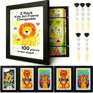 2 Pack  Art Frame 8.5x 11 Inch Letter Size Front Opening  Artwork Display Frame Changeable  And  Mirror Artwork Frames Holds 50-100 Works of Art for Drawings
