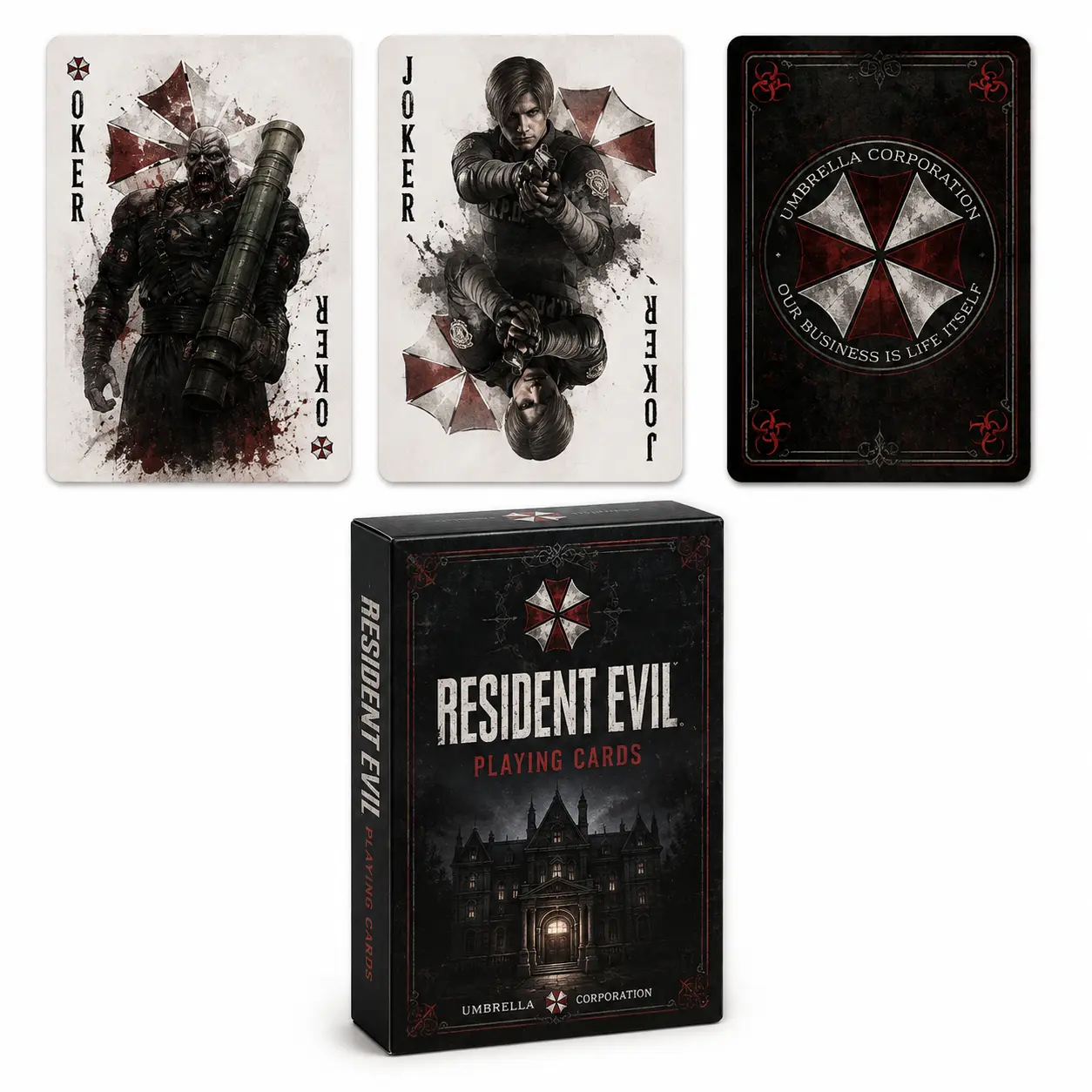 Resident Evil Playing Cards Deck, Umbrella Corp Art Deck & Collectible Gift Idea