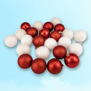 Northlight 24ct Candy Cane 4-Finish Sharproof Christmas Ball Ornament Set 2.5" - Red/Whe