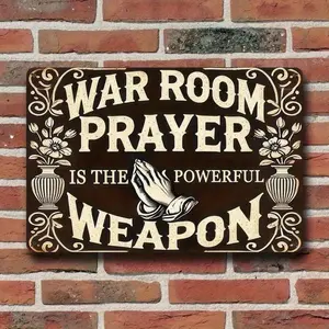 1PC Religious Tin Sign, Prayer Quote, Inspirational Wall Art, Sturdy Metal, Faith & Strength, Spiritual Message, Perfect For Church, Home Office & Living Room Decor, Motivational Quote, 8x12 Inches / 20x30 Cm