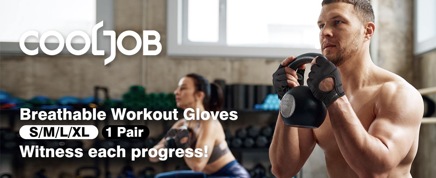 COOLJOB Ultra-Thin Workout Gloves,Anti-Slip Grip Gloves, Half Finger Exercise Gloves