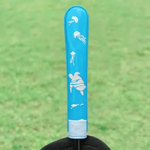 Marine Life Embroidered Golf Alignment Stick Cover, Premium PU Golf Direction Rod Sleeve, Durable Golf Training Accessory for Men & Women