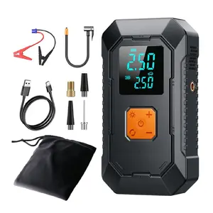 6 in 1 Air Compressor Kit with Jump Starter LED Light Mobile Charging Port & Emergency Kit for Vehicles