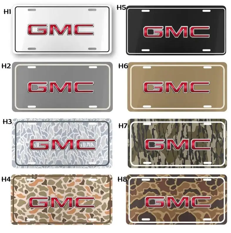 GMC Logo Camo License Plate, Aluminum Front Car Tag, Metal Vanity Plate for Truck SUV