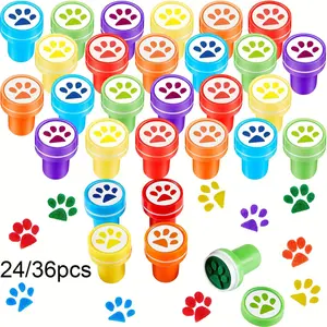 12/24Pcs  Dog Paw Print Stamps Self-Inking Mini Teacher's Stamps Colourful Party Gift Set Suitable for Classroom Educational Activities