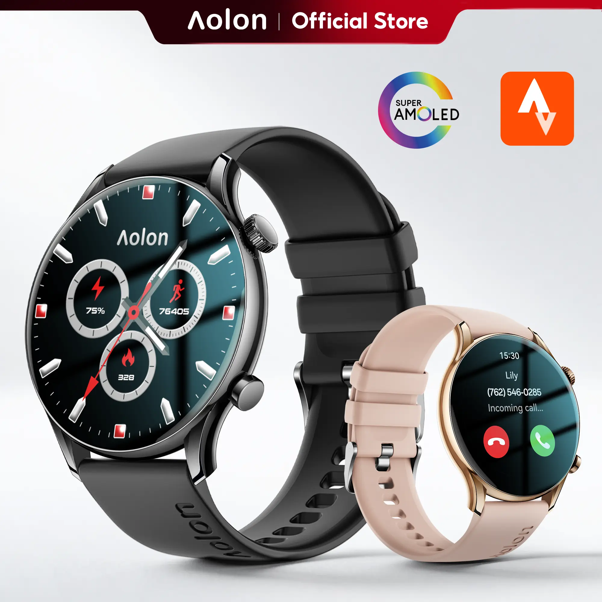 Aolon GTR3 Sports Smartwatch – 1.43" AMOLED Display, AOD, Running Pace Tracker, Bluetooth Calling, 110+ Sports Modes, Metal Body, Fast Charging, Music Control, Compatible with iOS & Android #back to school#travel essentials tiktokshopbacktoschool
