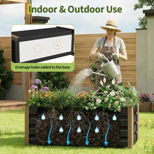 Garvee 1pcs 3x1ft Galvanized Raised Garden Bed, Modern Aluminum Raised Garden Bed with Anti-Cut Edging, Rounded Corners ＆ Drainage Holes, Deep Design for Gardening and Planting, Grey