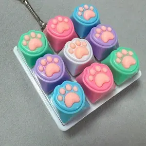 Cat Paw Keychain with 9-Key Keyboard Switch Tester – Soft Silicone Fidget Stress Relief Toy, Cute Keychain Gift for Birthday, Valentine’s Day, Christmas, Party Favors